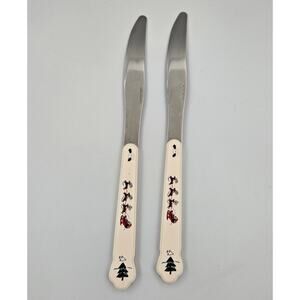 Two Pfaltzgraff Snow Village Stainless Steel Dinner Knives Replacements
